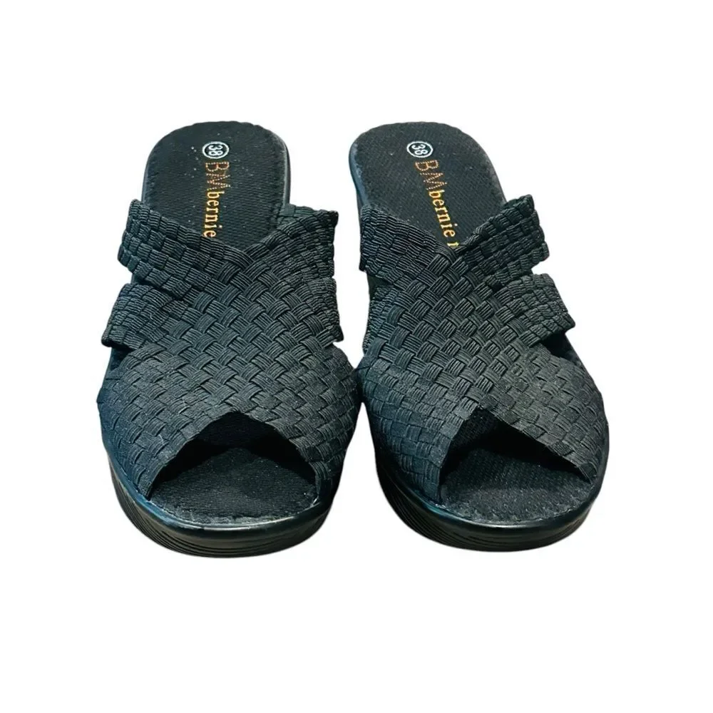 Bernie Mev Black Woven Wedges - Size 38 (7-8)